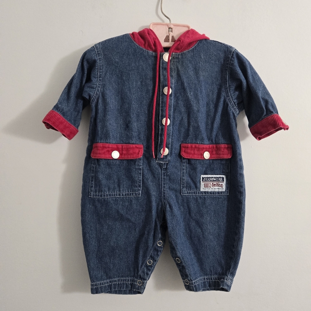 Denim and Red Kids Jumpsuit